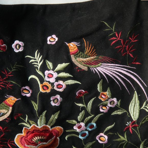 Floral Embroidered Suede Skirt - Picture 3 of 4